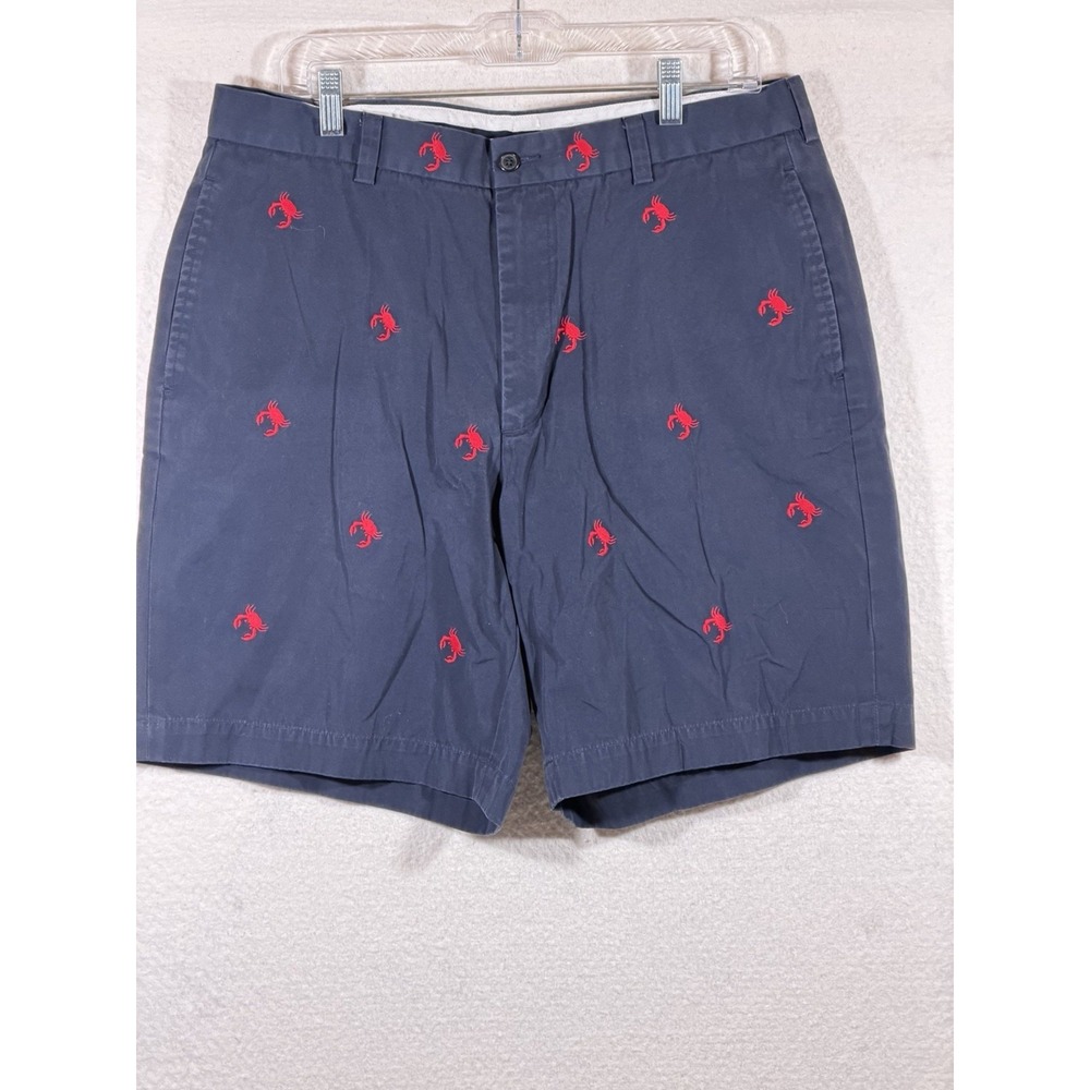 Brooks Brothers 346 Crab Embroidered Shorts Mens 36 Navy Preppy Coastal Golf